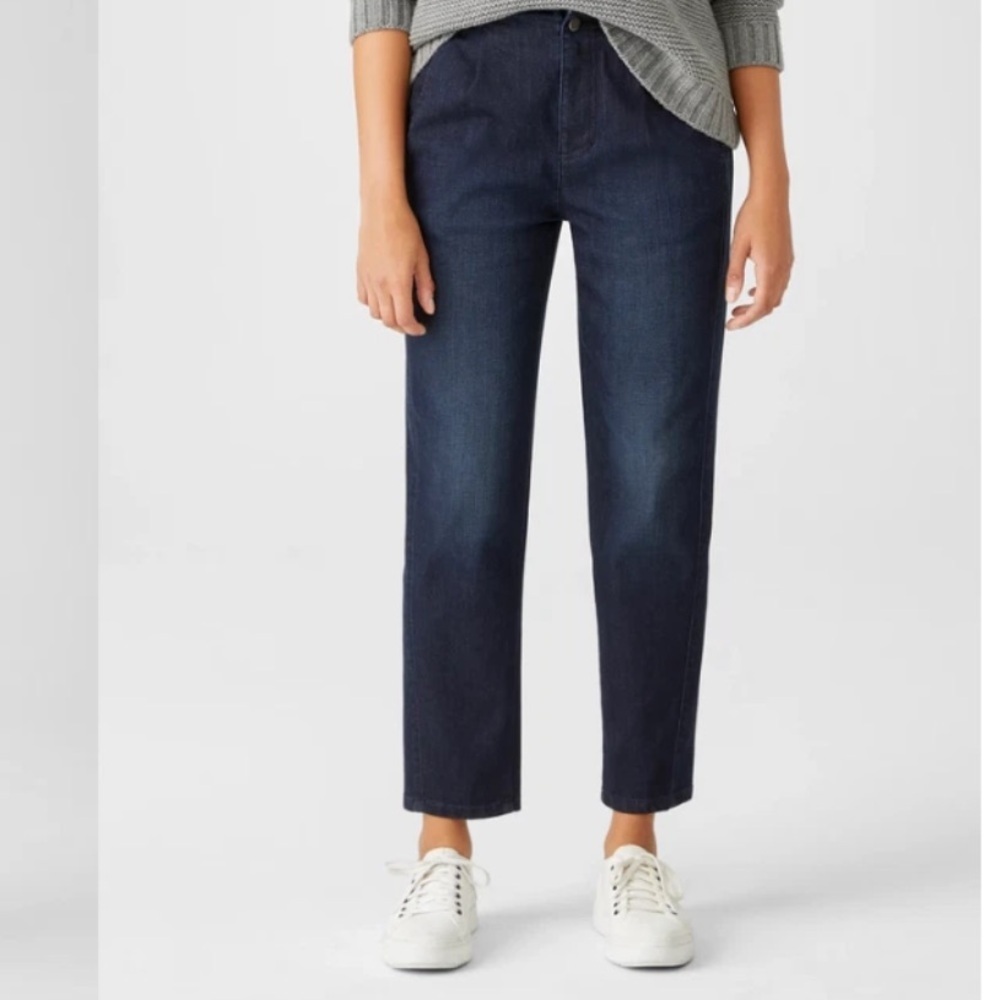 Eileen Fisher Organic Cotton Stretch Tapered Denim Pant Womens 6 Ankle Length